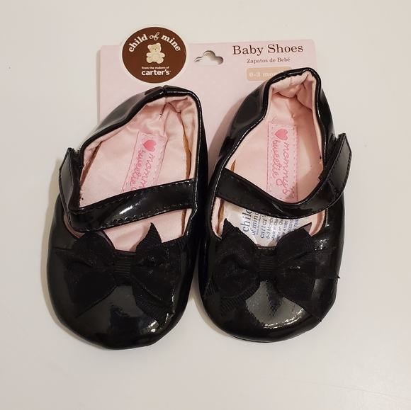 Carter's Baby Girl 0-3months Black Flats with Bow - Picture 2 of 4